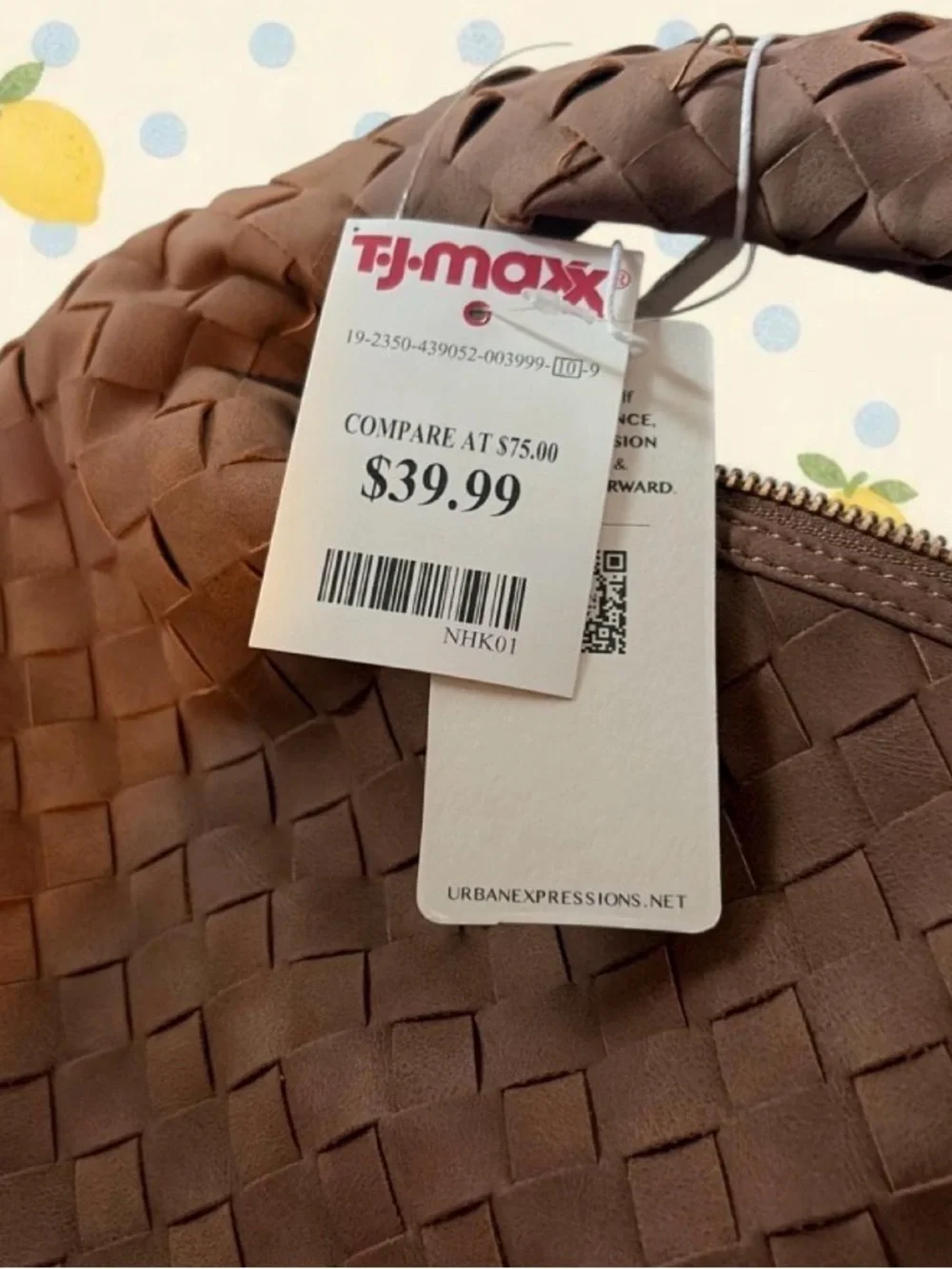 Urban Expressions Woven Knot-Handle Hobo Bag - Brown